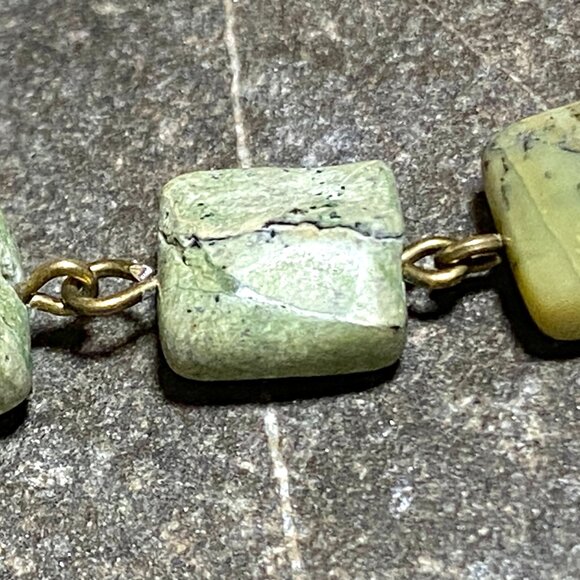 2/$20 Dark Green Serpentine Leaf Branch Necklace, Genuine Gemstone Bronze Chain - Picture 11 of 16